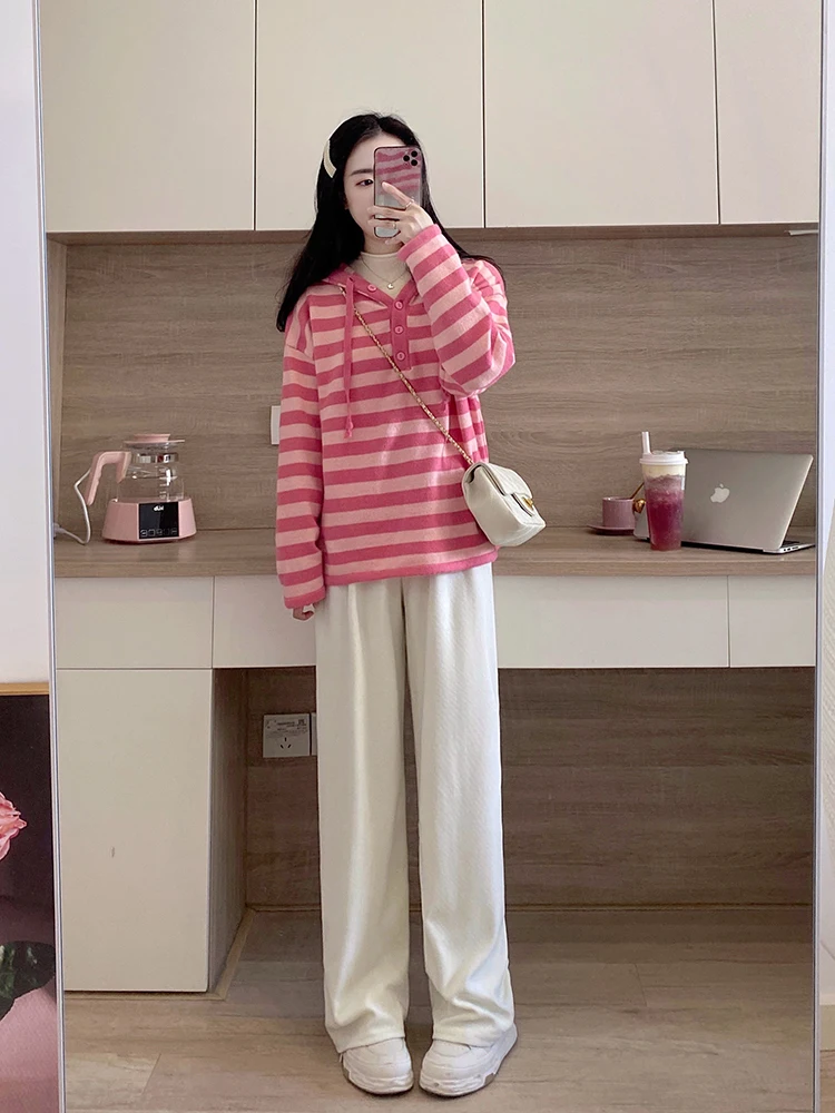 

Женские зимние повседневные брюки с высокой талией, утепленные, на подкладке, вязаные, широкие, прямого кроя, в пол