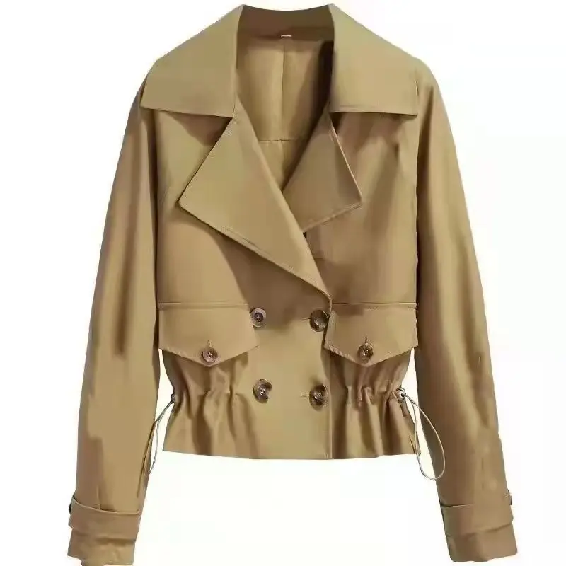 Abrigos fruncidos con botones de solapa para mujer, ropa de moda, Tops holgados que combinan con todo, chaquetas casuales, Color sólido, Invierno 2023