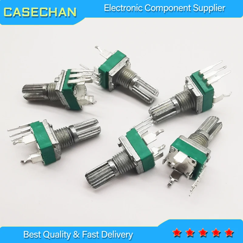 5pcs/lot sealed 3-pin RK097N single vertical potentiometer A10K A20K A50K A100K-A1M handle 15MM flower