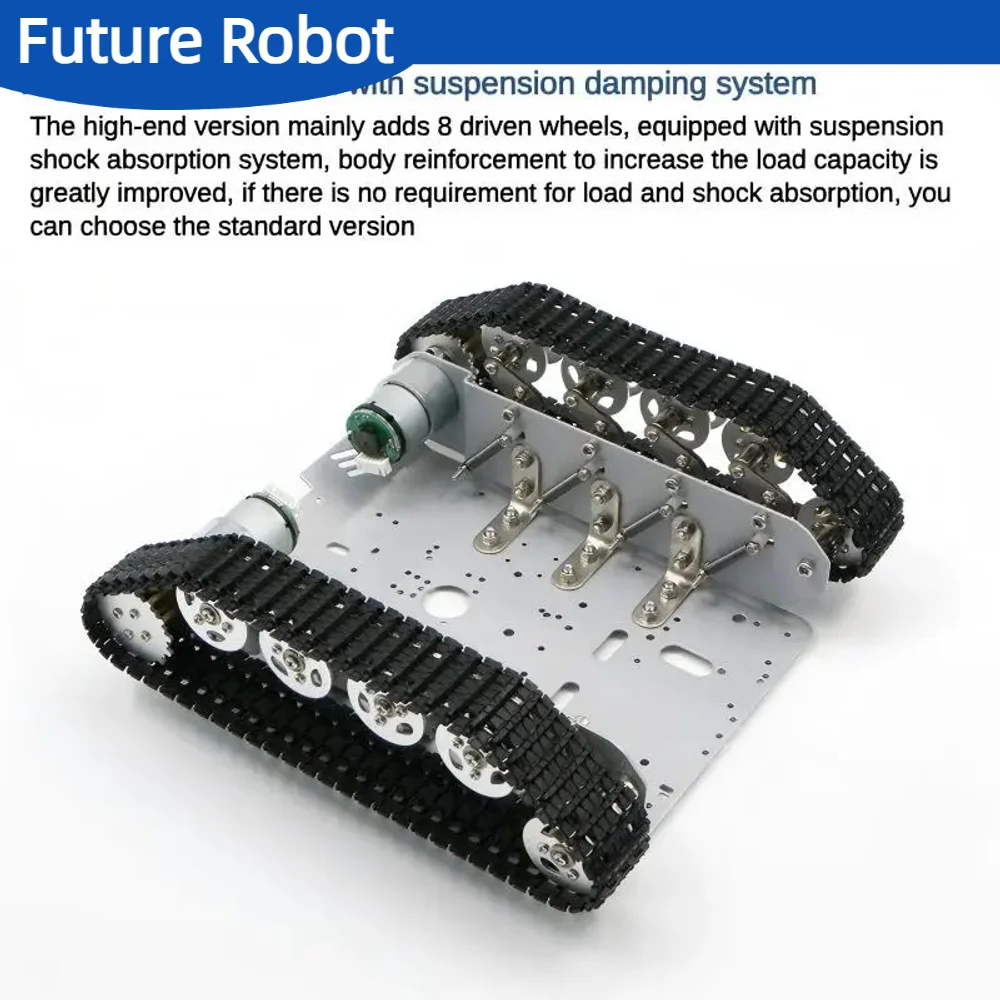 8KG 큰 하중 충격 흡수 Arduino 프로그래밍 가능한 로봇 용 추적 RC 탱크 로봇 자동차 섀시 12V 금속 인코더 모터가있는 DIY 키트