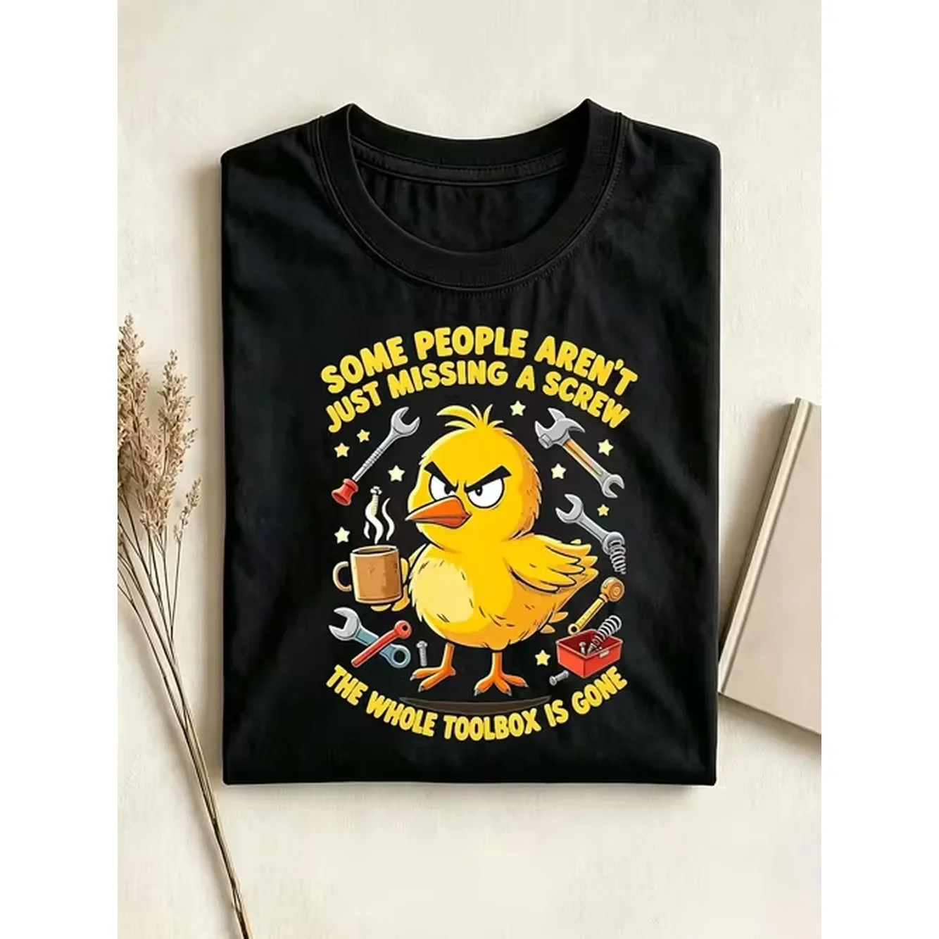 Tshirt Retro Humor Just A Screw Novelty Graphic Tee with Quirky Duck Machine Washable Casual Shirt Suitable for Parties Casual Attire2retro Casual Short Sleeved T Shirt with A Round Neck and Printed Pattern Suit