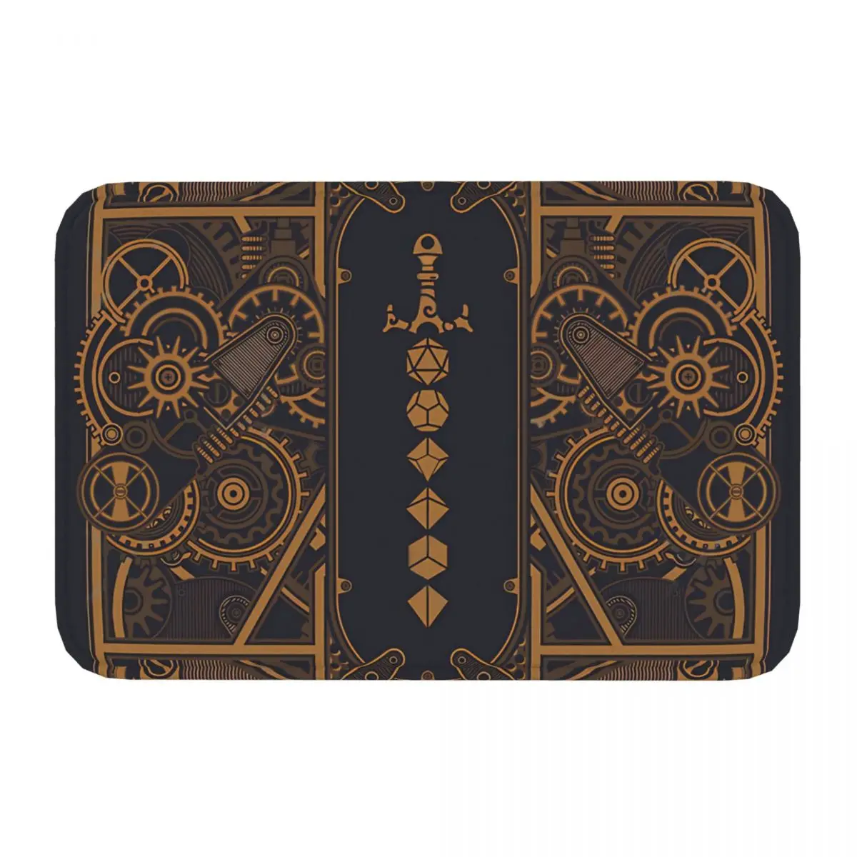 Steampunk Polyhedral Dice Sword DND Game D20 D&D Bath Mat Rug Home Doormat Living Room Carpet Outdoor