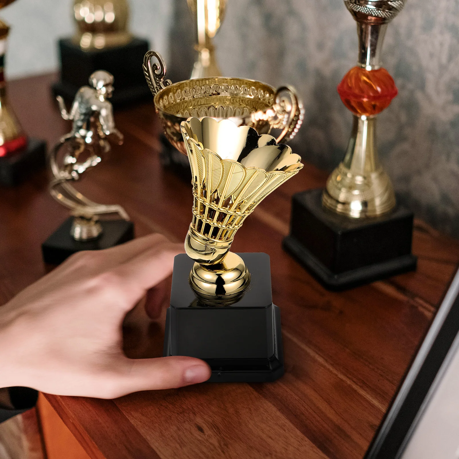 Badminton Match Trophy Toys Decorative Model Creative Award Competition Gold Children Plastic for Sports