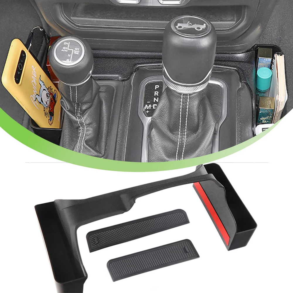 Stowing Tidying for Jeep Wrangler JL Gladiator JT 2018-2023 4-Doors Car Gear Shift Storage Box Organizer Tray Accessories Black