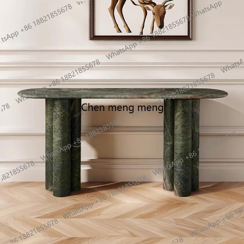 

Italian minimalist natural marble entrance table designer corridor long table entrance platform