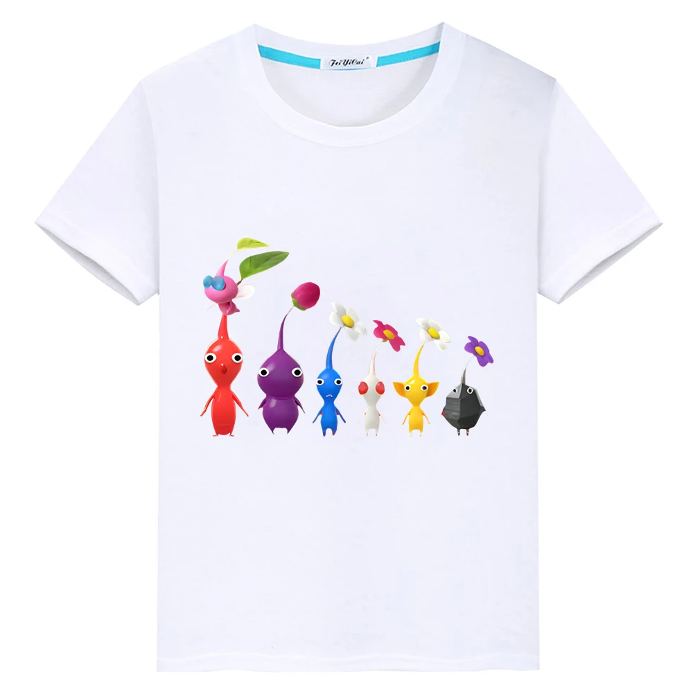 Pikmin Summer boy girl clothes Print Cute T-shirt 100%Cotton Short cartoons Tops anime Tees pride tshirt y2k Tshirt kid Day gift image 5
