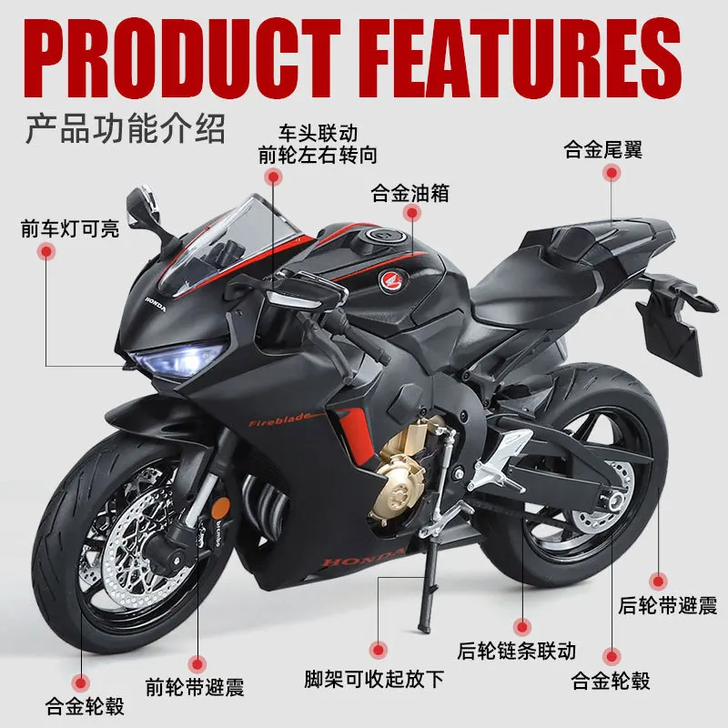 1:9 Honda CBR1000RR High Simulation Motorcycle Racing Alloy Model Sound Light Collection Simulated Ornaments Gift Toy