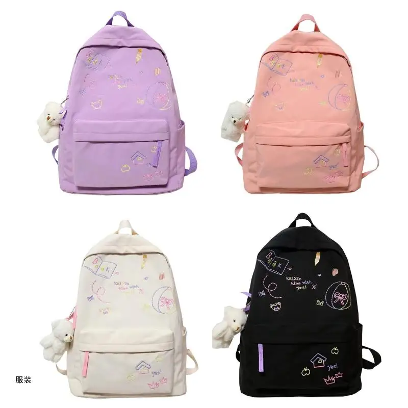 

D0UD Large Capacity Women Nylon Backpack College School Bookbag Laptop Bag