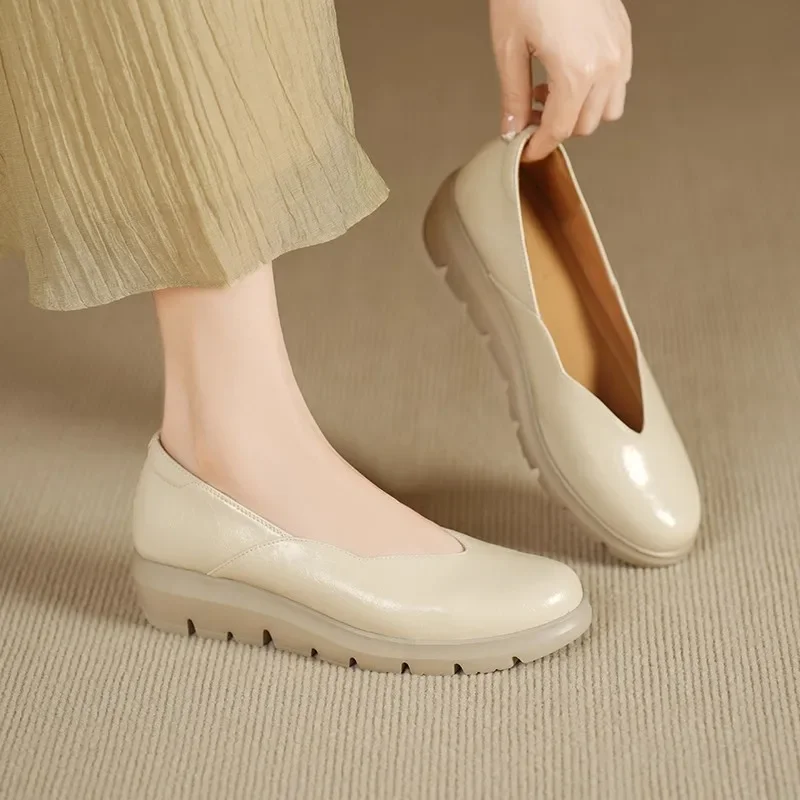 حجم كبير حذا فردي للسيدات خريف جديد جولة تو الفم الضحلة الانزلاق على منصة عدم الانزلاق مقاومة للاهتراء أحذية منخفضة أعلى #2