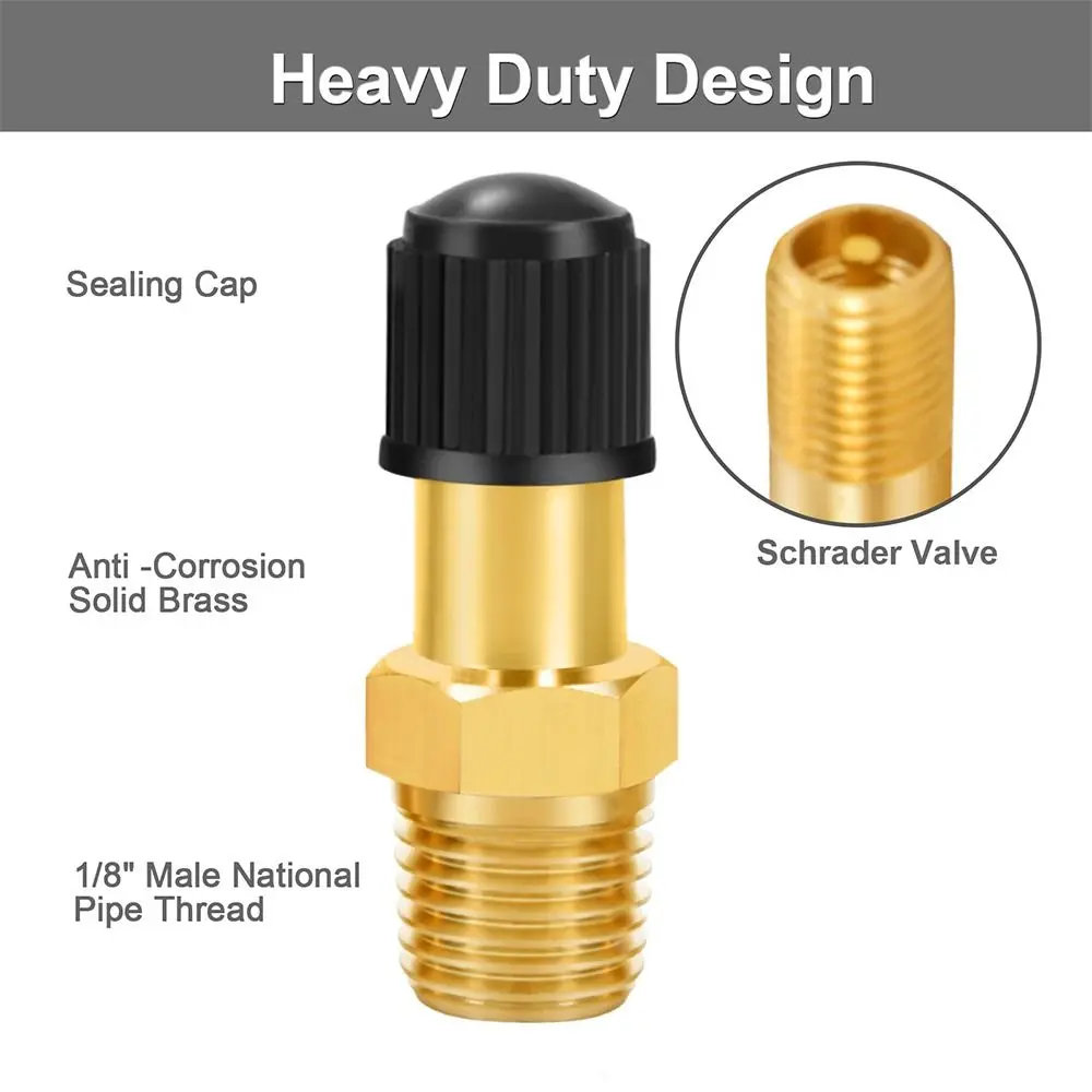 1/4 NPT 1/8 NPT M10 Air Compressor Tanks Fill Valve Durable Anti-Corrosion Brass Schrader Valve Automobile Tire Valve Core