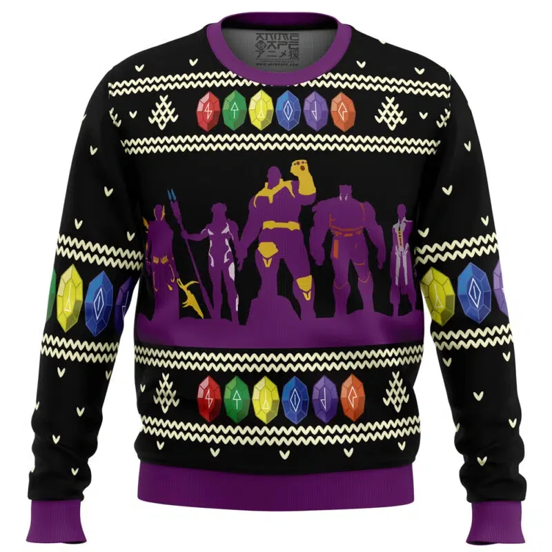 

New Winter Christmas Ugly Sweater Black Purple Main Color Purple Silhouette Infinite Gemstone Festival Atmosphere Fashionable
