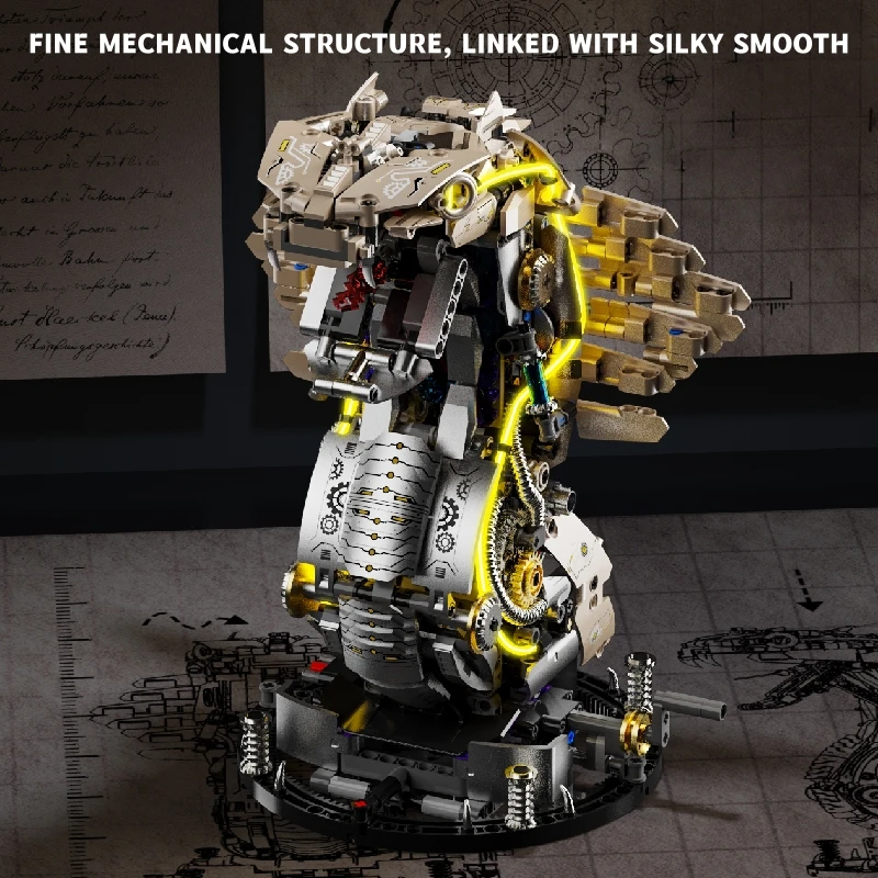 FUNXINEE 1186Pcs Robotic Cobra Gebäude Set Moving Jaw Licht Getriebe Motor Reptil Modell MOC 3D Kreative Schreibtisch Dekor Geschenk