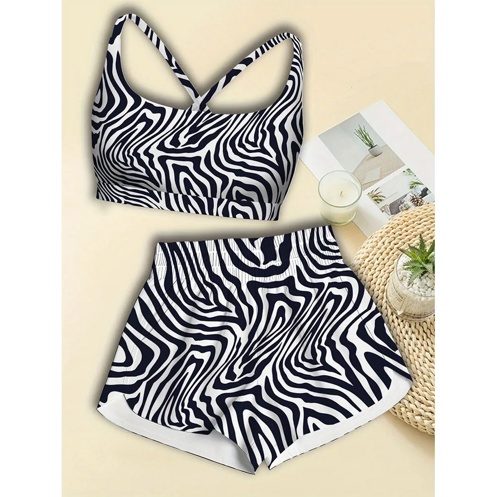 Spring and summer women's casual niche beach style multi-color bikini beach set