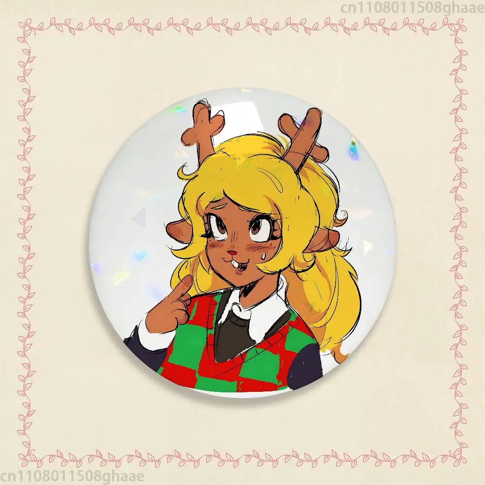For D-Deltarune Noelle Holiday 58mm Badge Brooches on Backpack Clothes Handmade Round Enamel Pins for Jewelry - view 6