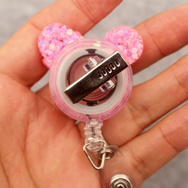 Cute Two Face Girl Mouse 360° Rotate Retractable Badge Reel Card Holder Office & Hospital Supplies Boy & Girl Name Card