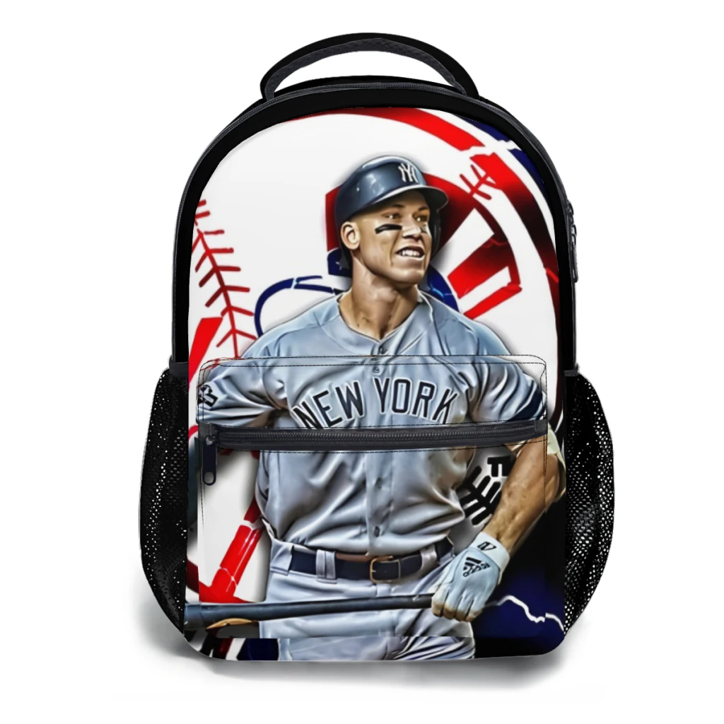 Mochila escolar informal ligera con estampado de Aaron Judge para niños, mochila juvenil, 17 pulgadas