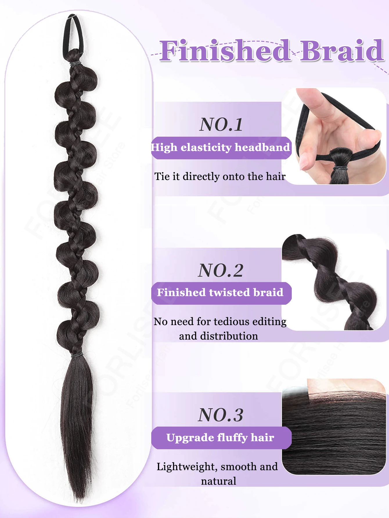 1/2 قطعة الشعر التمديد مضفر ذيل حصان موضة طويلة تويست مضفر ذيل حصان الاصطناعية تمديد إكسسوارات الشعر الهيب هوب Y2K فتاة