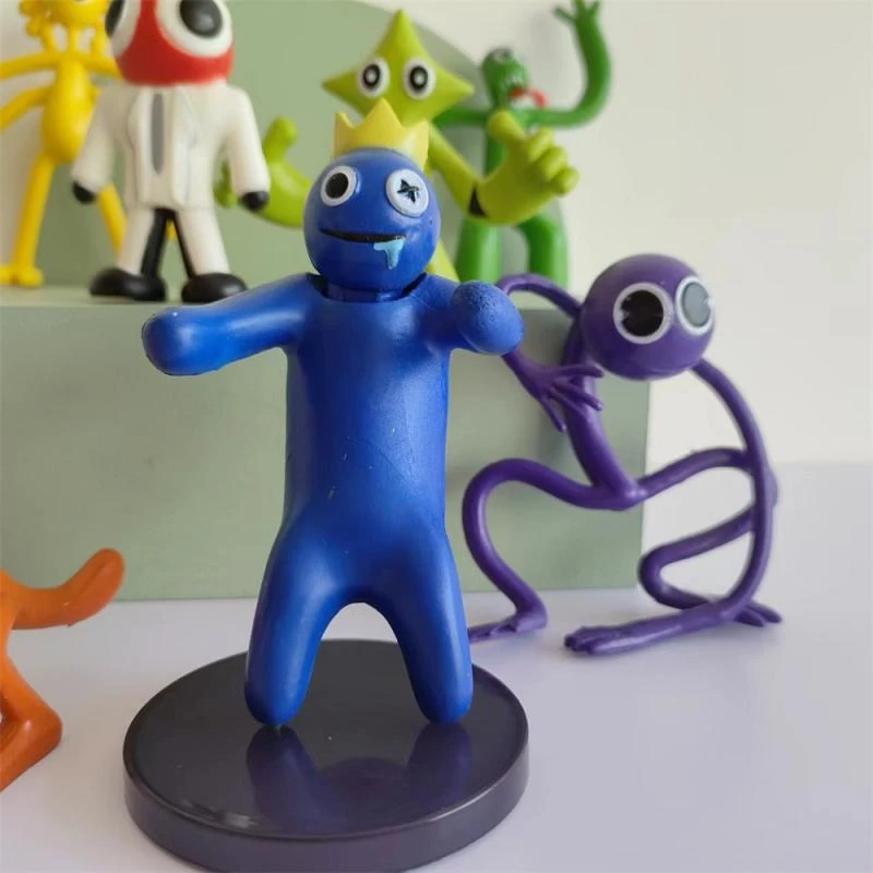 1 Set Rainbow Friends Anime Figure Cartoon Model Game Character Pink Blue Monster Statue Cake Ornaments Toys