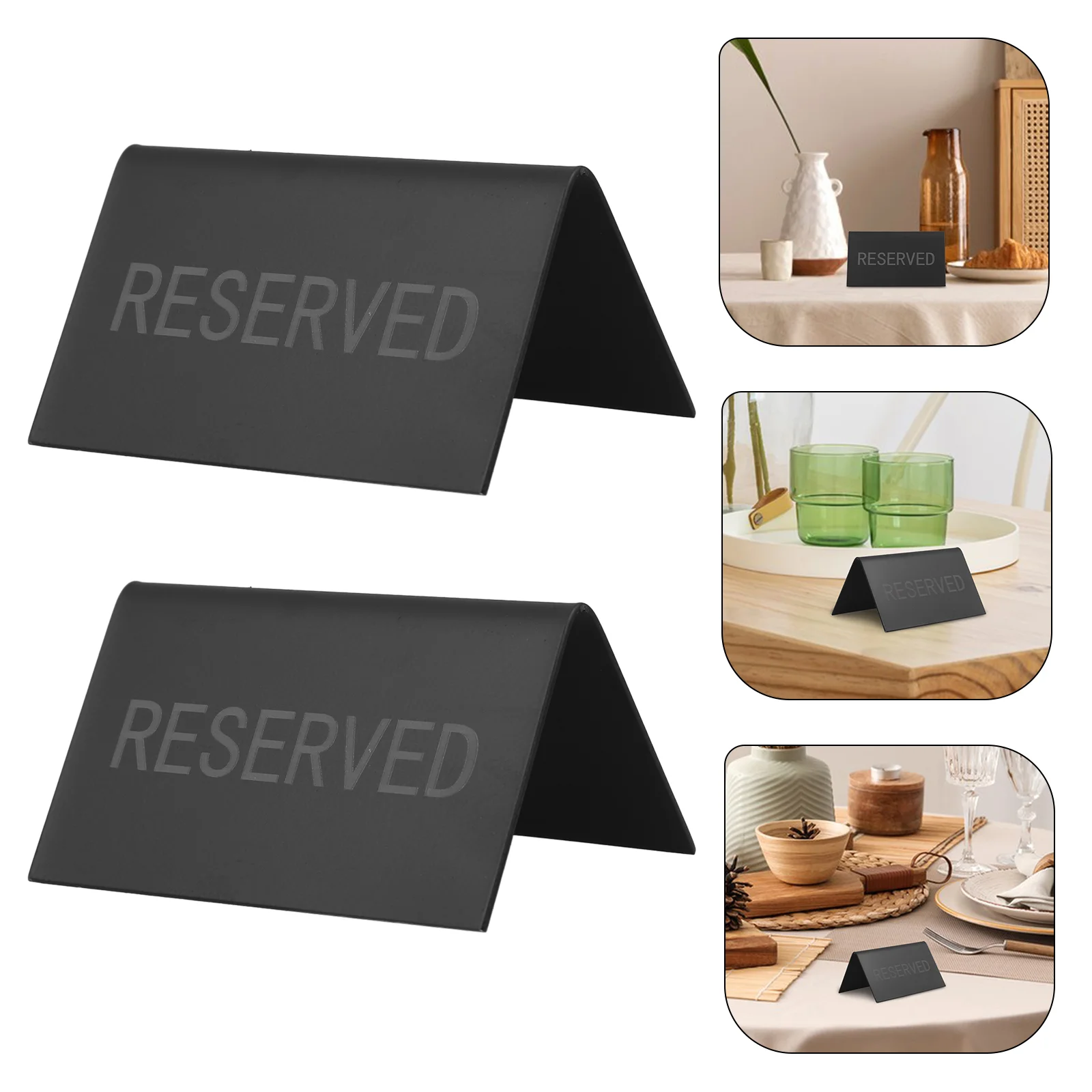 

2 Pcs Stencils Space Reservation Sign Reserved Tables Signs Black Stainless Steel Conference Seat Banquet