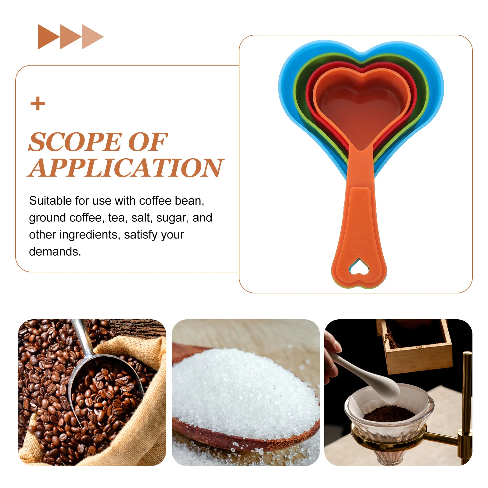 

4Pcs Cute Heart Shaped Measuring Spoons Smooth Plastic Kitchen Tools for Measuring Ingredients Liquid Dry Goods