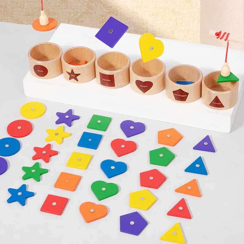 Treno magnetico Forma di colore Ordinamento Giocattoli Montessori Gioco parrocchiale Giocattoli educativi in legno abbinati geometrici sensoriali per regali per bambini