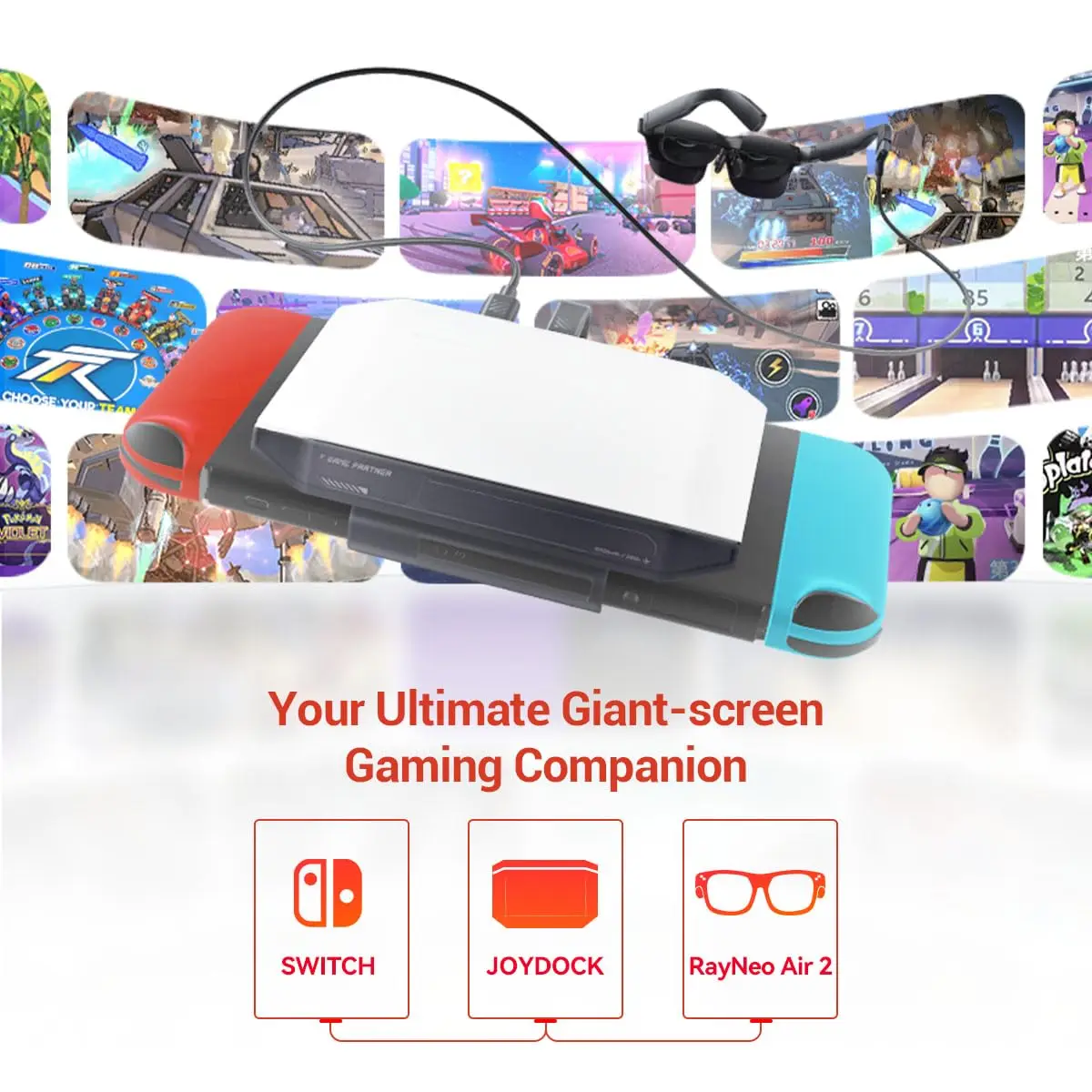 RAYNEO JoyDock, portable power bank for AR glasses, compatible with Nintendo Switch, 10000mAh 5V/3A extended battery