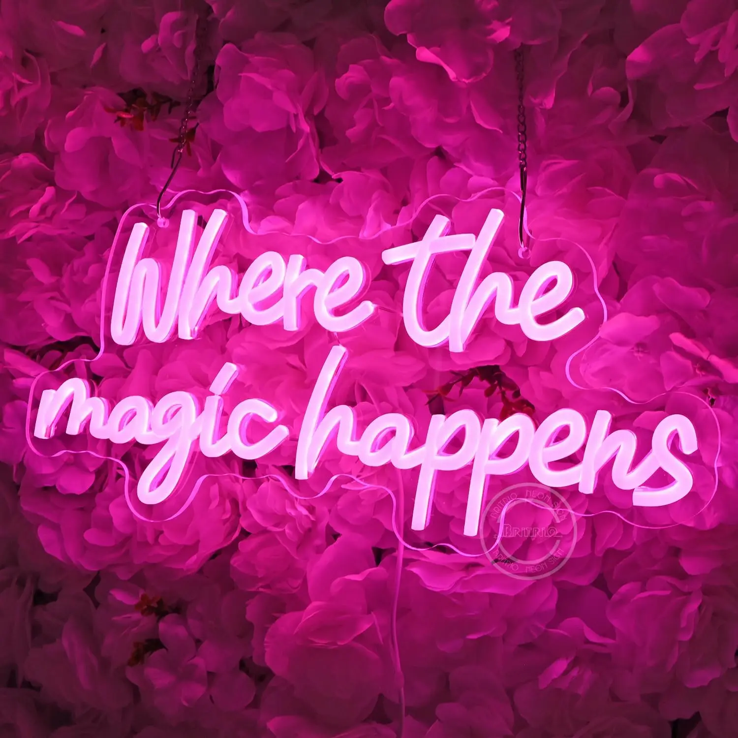 Pink Where The Magic Happens Neon Sign Romantic LED Wall Light for Bedroom Living Room Wedding Party Decor Atmosphere Gift Idea
