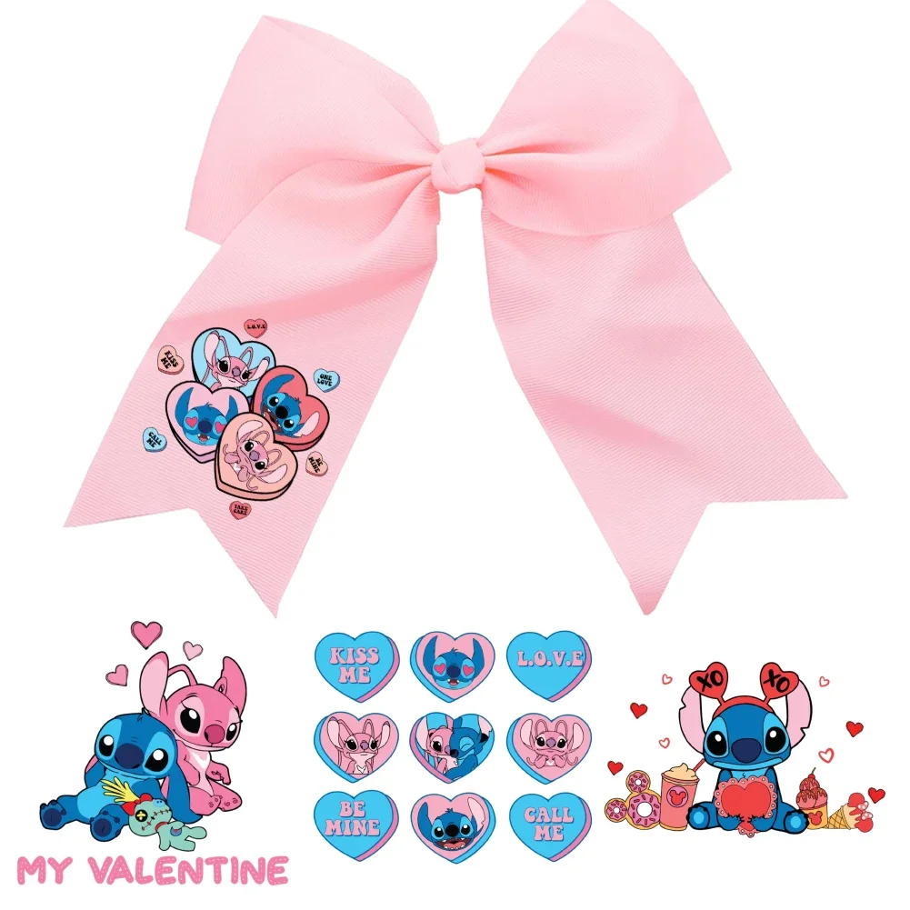 ديزني غرزة ملصقات نقل الحرارة عيد الحب الحديد على الملابس دائم DTF Pinted الفينيل الحراري يزين قابل للغسل التصحيح