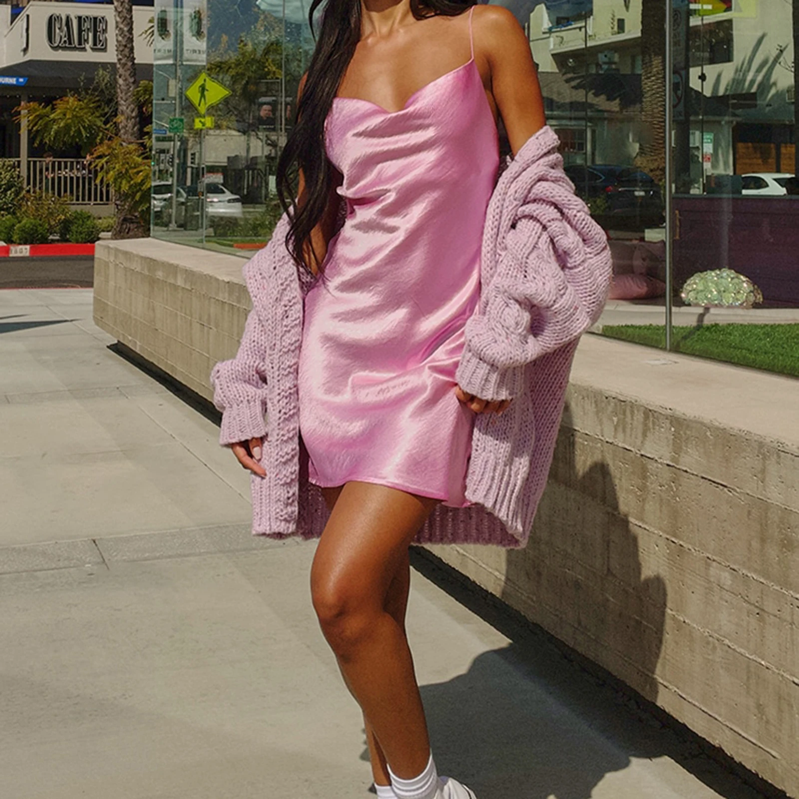 Minivestido Sexy para mujer, vestido camisola sin espalda sin mangas de Color sólido Premium, vestido de fiesta con tirantes finos a la moda de verano