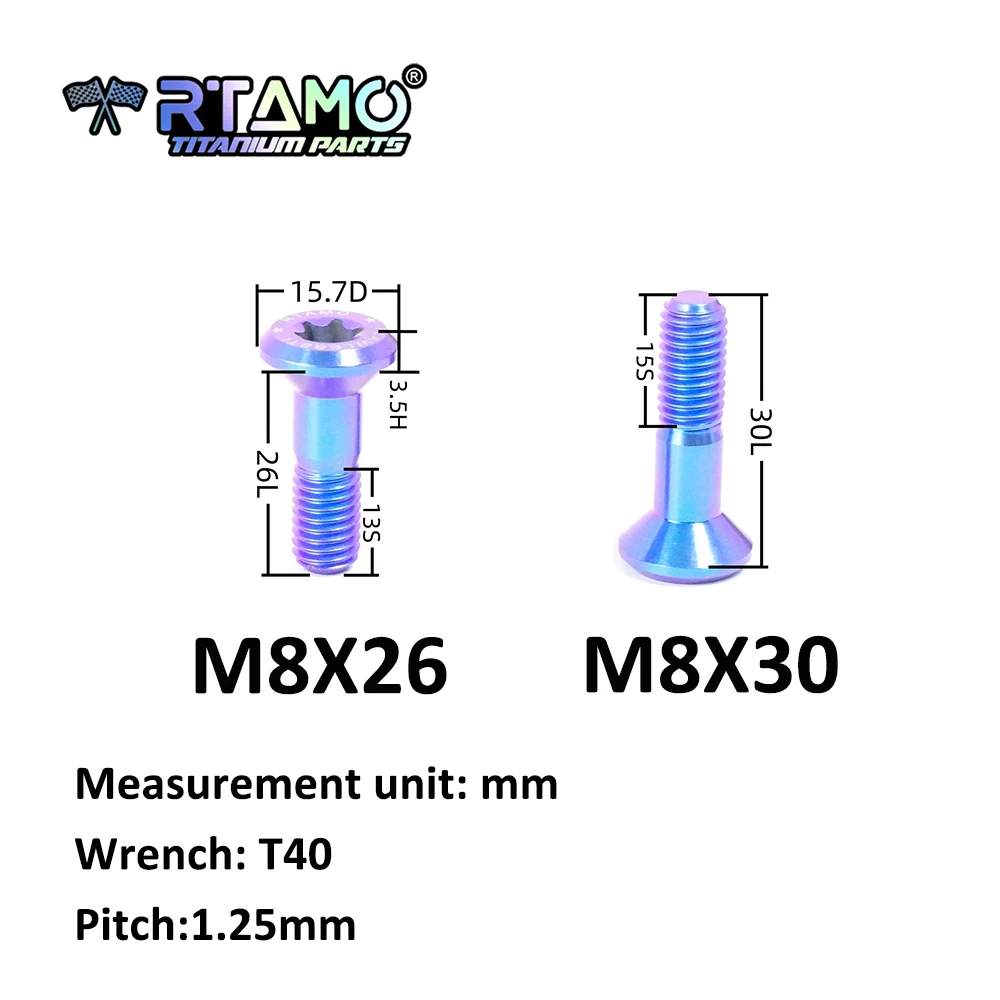 RTAMO Gr5 Titanium Bolts M8X26 M8X30 Countersunk Screw Sprocket Bolt Fit for TKM390/790/890 Motorcycle Modified