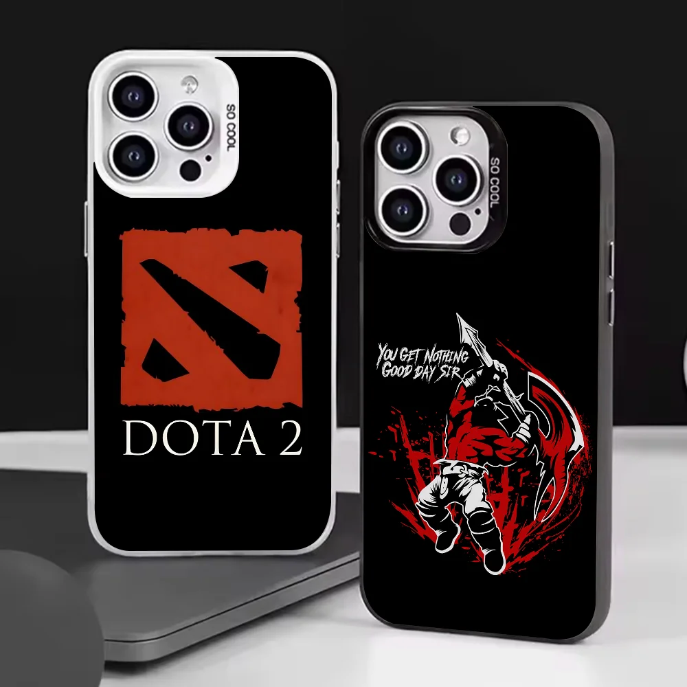 حافظة هاتف Game Dota 2 لهاتف آيفون 16 15 14 13 12 11 Pro Max Plus غطاء خلفي فضي مقاوم للصدمات