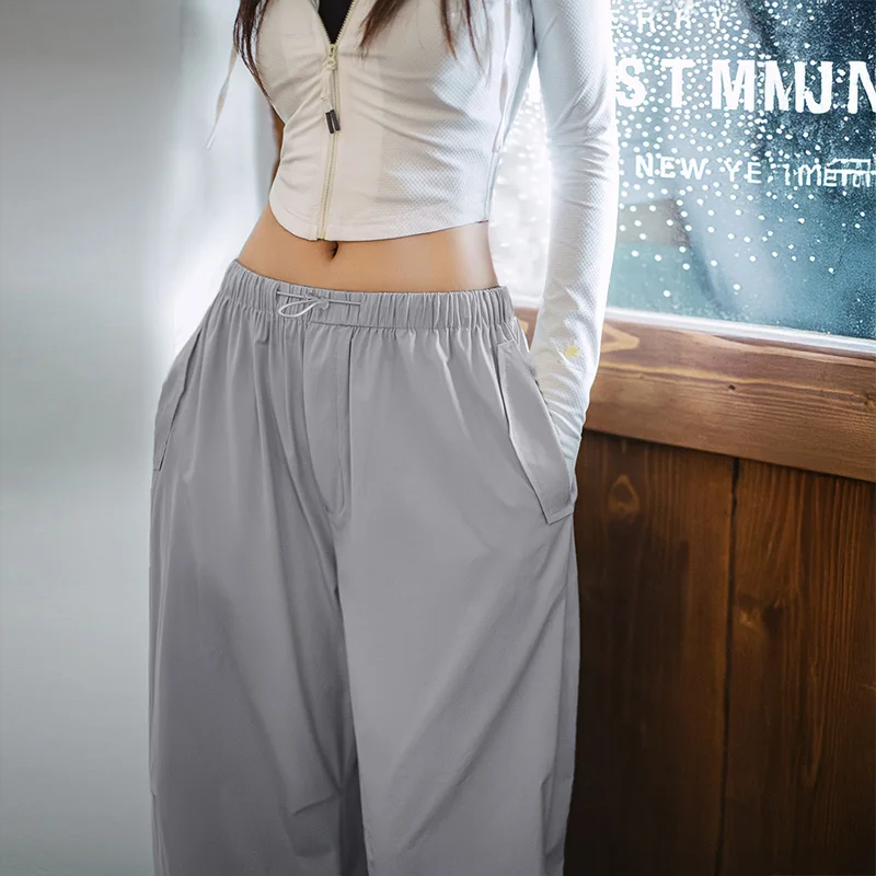 Maden المرأة الصيف كول اللمس المظلة السراويل عارضة خفيفة الوزن مرونة الخصر ركض السراويل الشارع البضائع فضفاضة تناسب السراويل