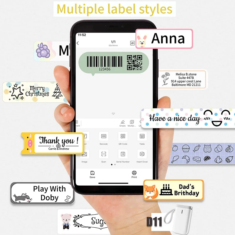 Imagem -05 - Máquina Térmica Portátil Label Maker sem Tinta Tecnologia sem Fio Escritório e Casa Produto de Qualidade Niimbot-d11