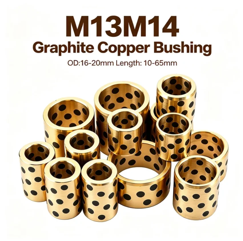 

Graphite Copper Bushing M13 M14 Wear-resistant Oil-free Self-lubricating Composite Copper Bushing OD:16-20mm Length:10-65mm