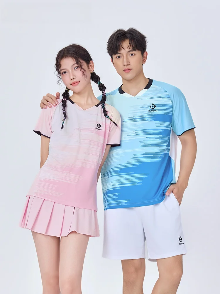 kumpoo-t-shirt-de-sport-de-badminton-a-manches-courtes-pour-femme-vetement-d'entrainement-a-sechage-rapide-pour-homme-respirant-anti-transpiration-competition-u