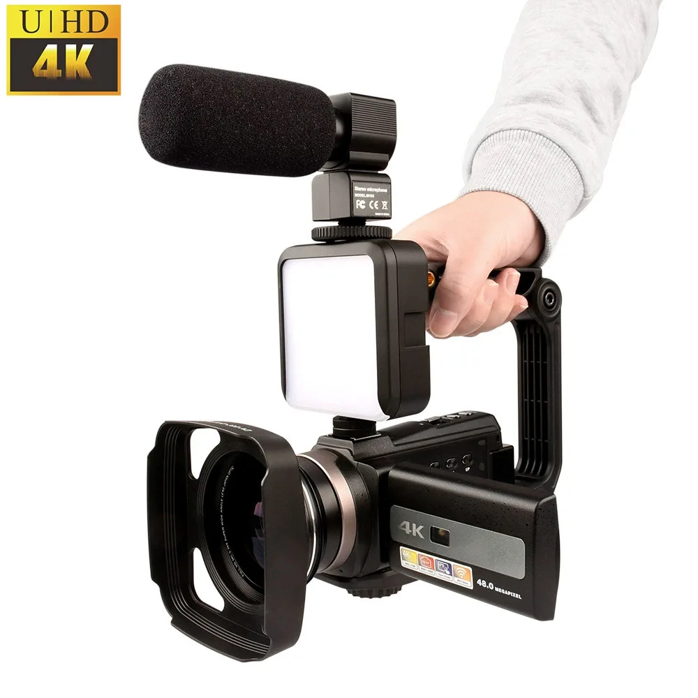 4K Video Camera Camcorder with Microphone 48MP Vlogging  16X Zoom 3.0" Touch Screen IR Night Vision Wi-Fi Vlog Cameras Web