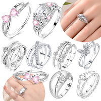 Infinite love Jewelry Black & Pink Heart Shiny Zircon Rings Fashion 2025 New 925 Silver Women Rings for Valentine's Day Gift