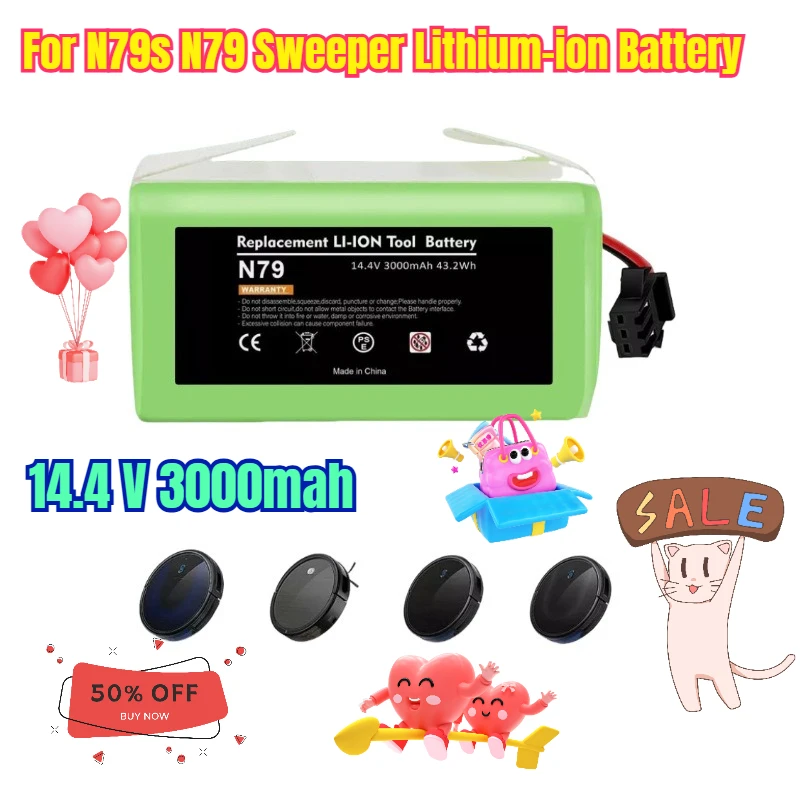 

14.4 V 3000mah for Conga Excellence N79s N79 Sweeper Lithium-ion Battery