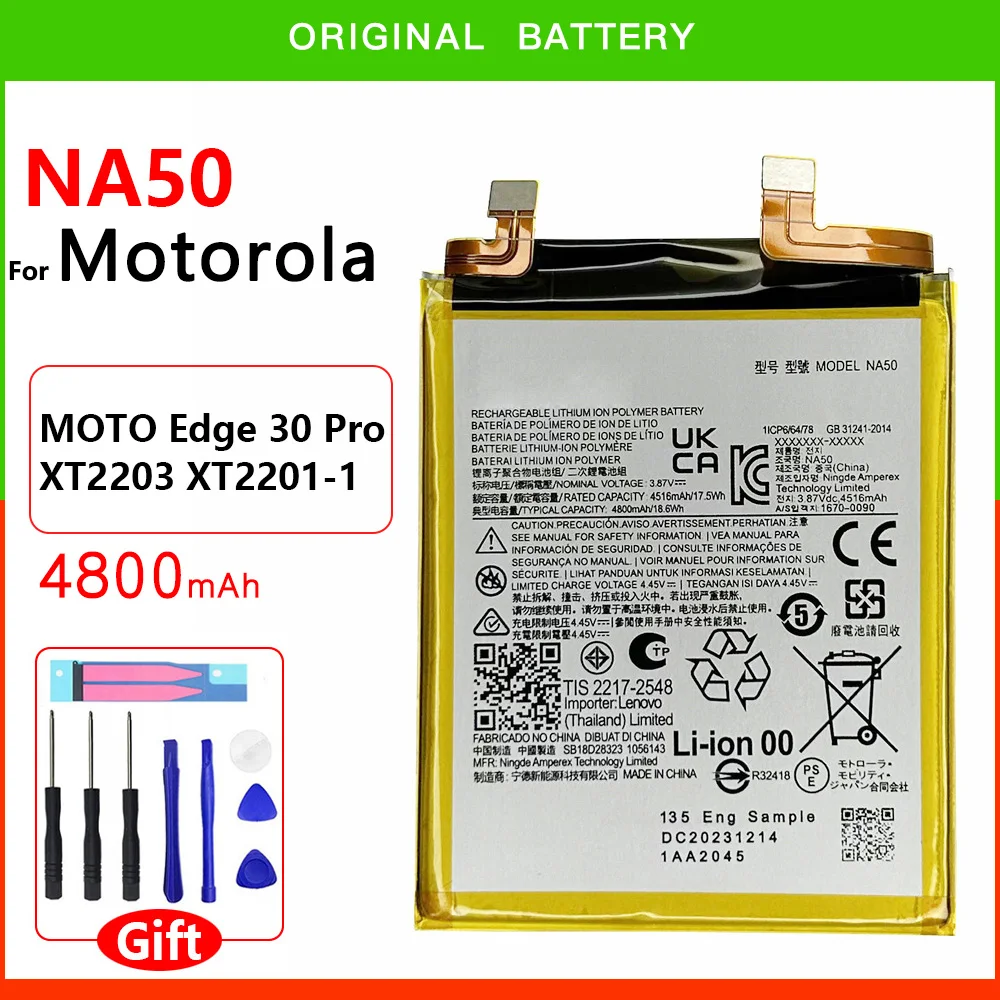 100% Original Genuine 4800mAh NA50 Battery For motorola MOTO Edge 30 Pro XT2203 XT2201-1 Batteries Batteria + FREE Kit Tools