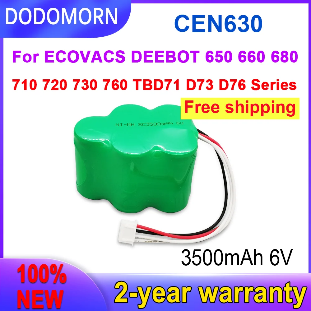 

DODOMORN 2 PCS New CEN530 CEN630 CEN680 CR631 High Quality Battery For ECOVACS DEEBOT 650 660 680 710 720 730 760 TBD71 D73 D76