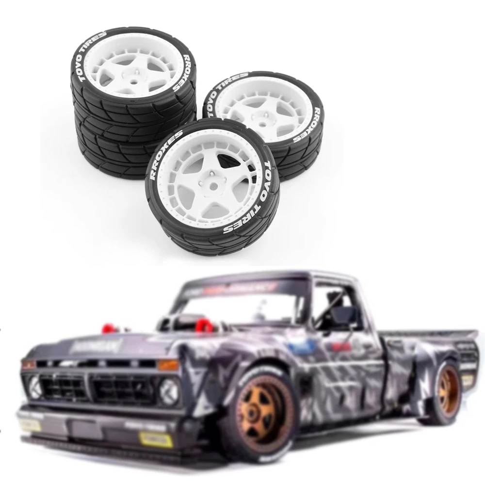 

4Pcs 1/10 Rc On-Road Tires Wheel Set - Rubber Tires Suitable for Tamiya Tt01/Tt02/Xv01/Ta06, Ptg-2, Hpi Wr8, Hsp 1/10 Car Upgrade