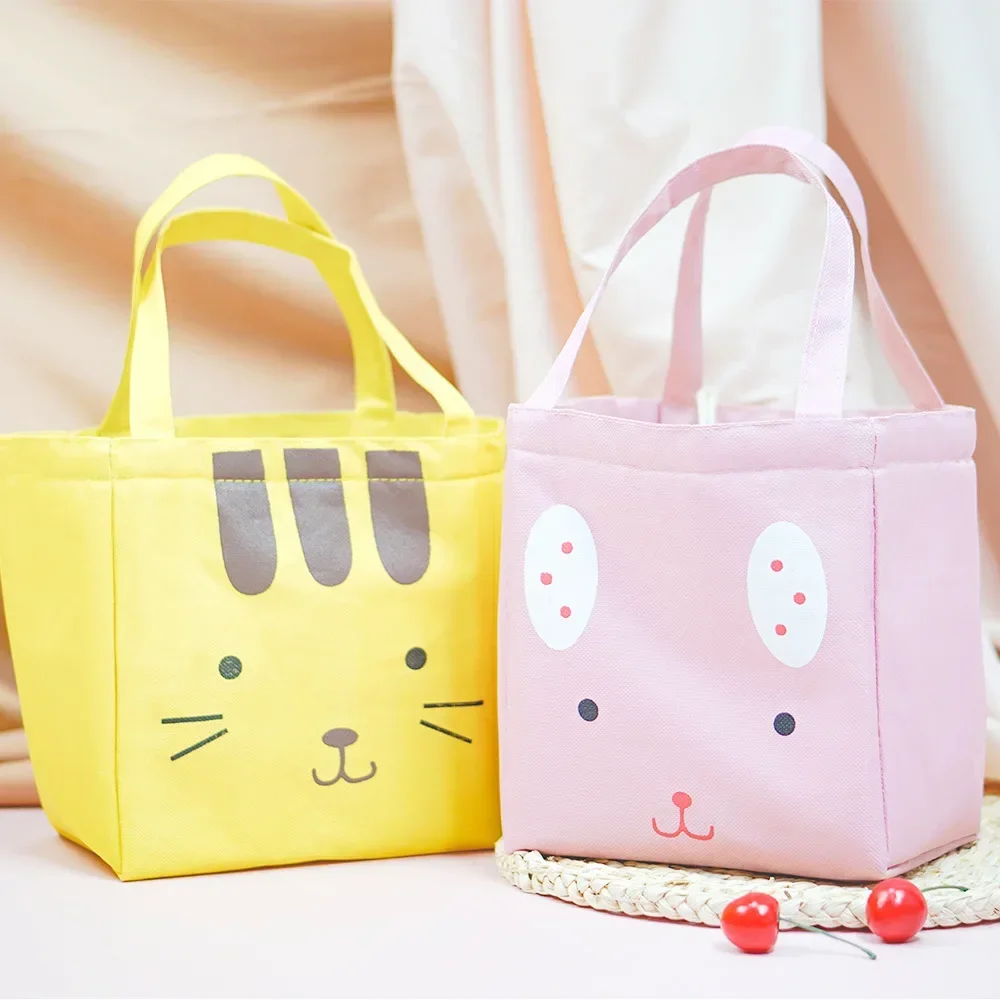 Fiambrera térmica con cordón funcional para mujer y niño, bolsa de lona aislante portátil para comida, Picnic