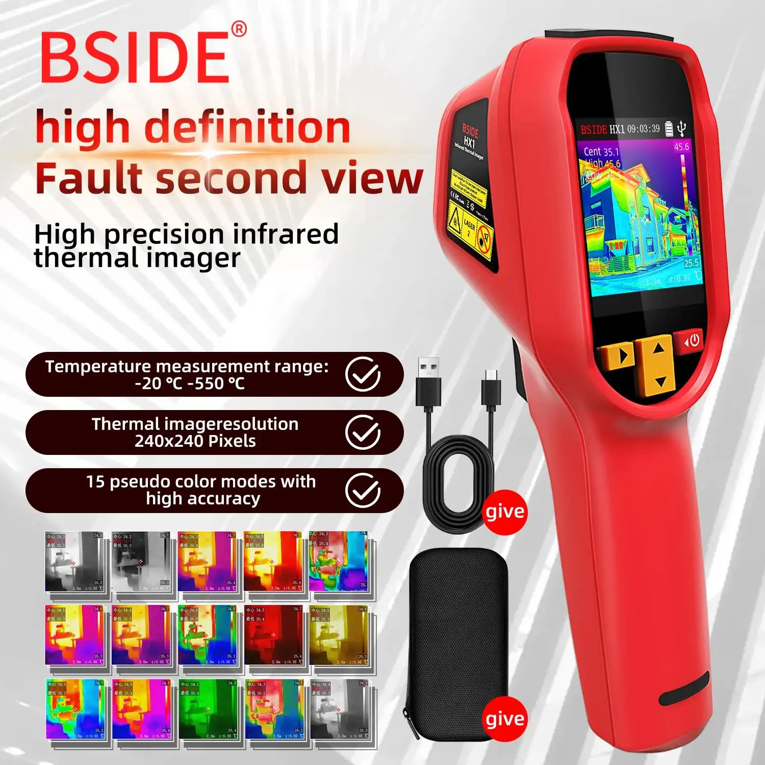 BSIDE HX1 Thermal Imager NEW Camera Laser Thermographic 240×240 Resolution For Circuit PCB Repair Pipeline Detection Medical