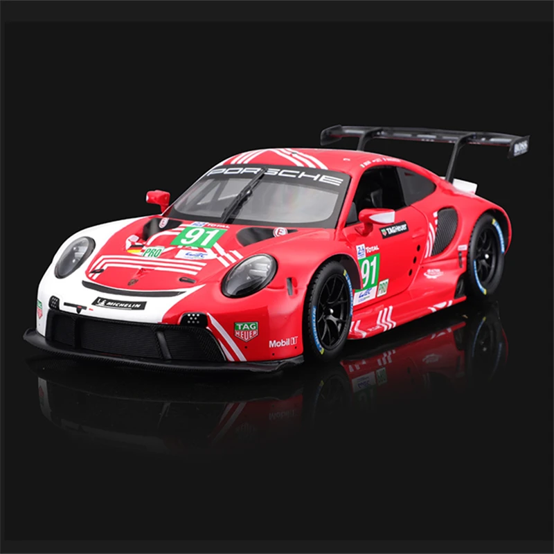 Bburago 1:24 Porsche 911 RSR Alloy Track Racing Car Model Diecasts Metal Sports Car Vehicles Model Simulation Childrens Toy Gift