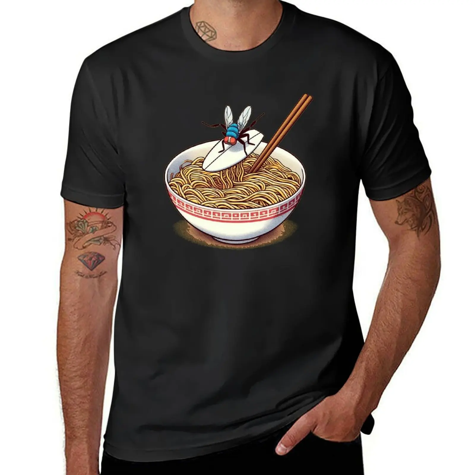 Theres a fly in my noodles T-Shirt funnys boys animal print men t shirts