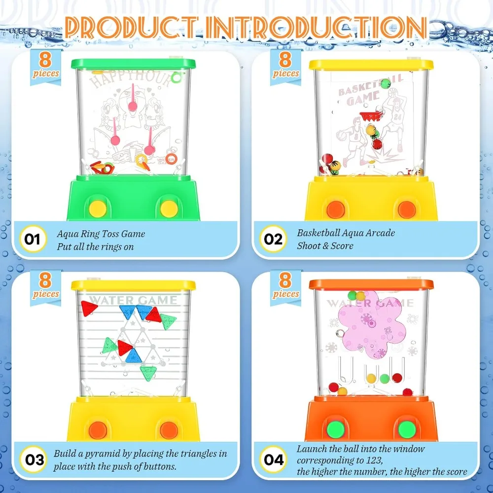 60 Pcs Water Ring Toss Handheld Game Bulk Retro Pastime Games Party Favor Basketball Fun Gifts Without Water - view 3