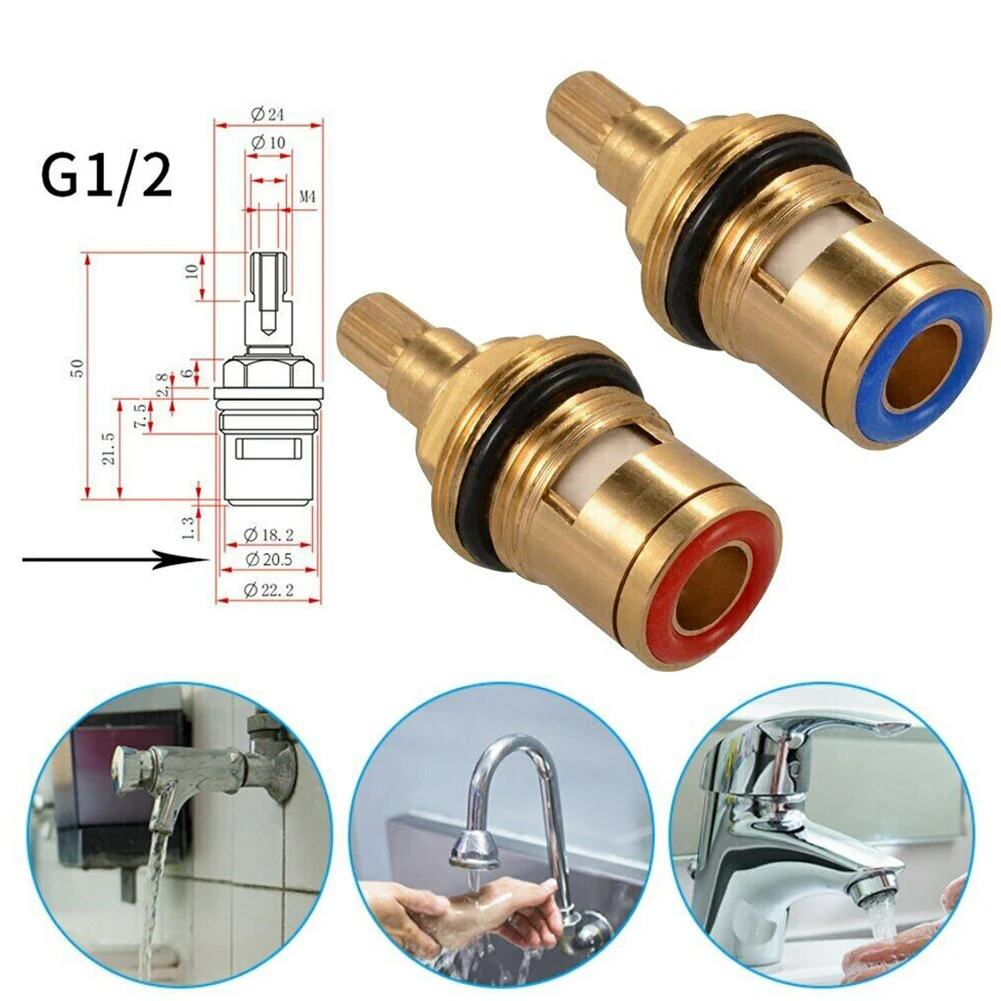 1/2 Pack Replacement Tap Valve Brass Ceramic Disc Cartridge Household Single Cold Angle Valve Washing Machine Faucet Repair Part