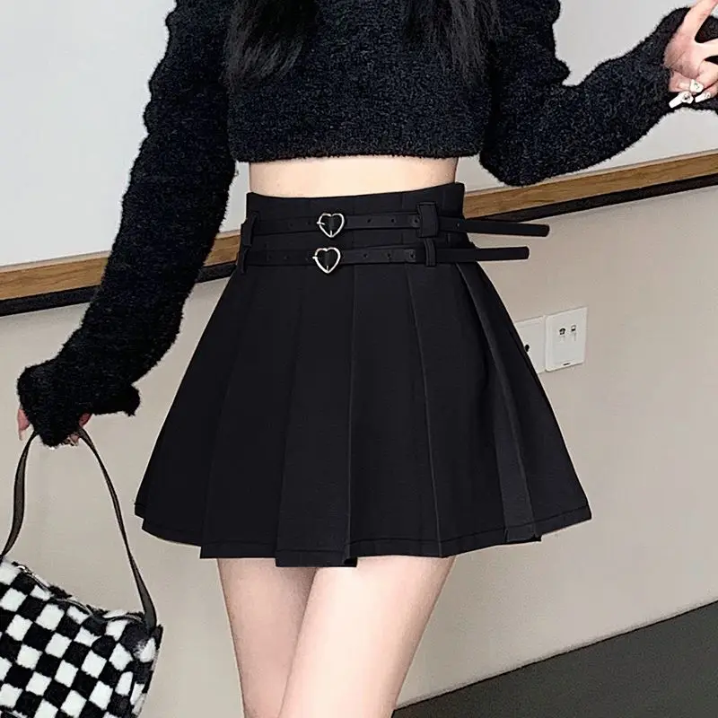 2023 New Spring Summer Thin Solid Color Temperament Pleated Patchwork Sweet A-line Skirt Youth Skinny Graceful Women\'s Clothing