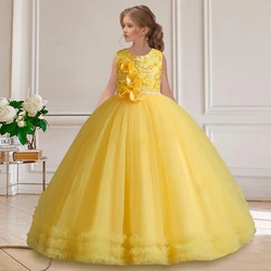 Christmas party girl Princess Dress sleeveless bright flower children's formal communion birthday party pompous evening dress