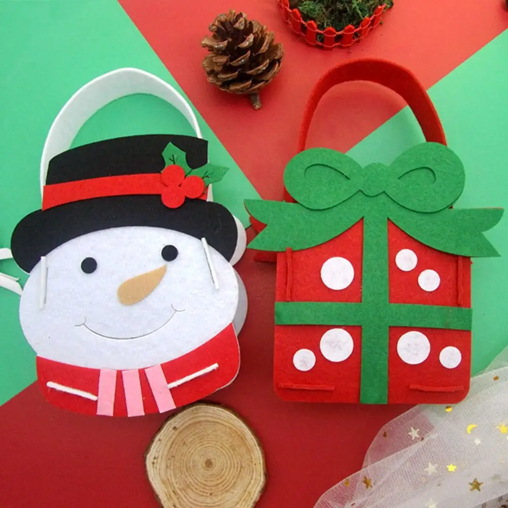 Non-woven Fabric DIY Xmas Candy Bag Gift Snowman DIY Christmas Bag Toy Christmas House Father Christmas Portable Elk Handbag